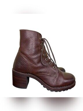 Frye Vintage Sabrina 6G Lace Up Boots Booties Made USA Sz 5.5 Brown Leather